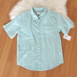 NWT Old Navy sea blue short sleeve button down shirt 10/12